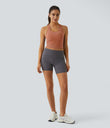 SoftlyZero™ Plush U Neck Racerback Cut Out Cropped Yoga Tank Top - Sun Baked