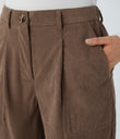 Mid Rise Zipper Pockets Corduroy Casual Joggers - Acorn
