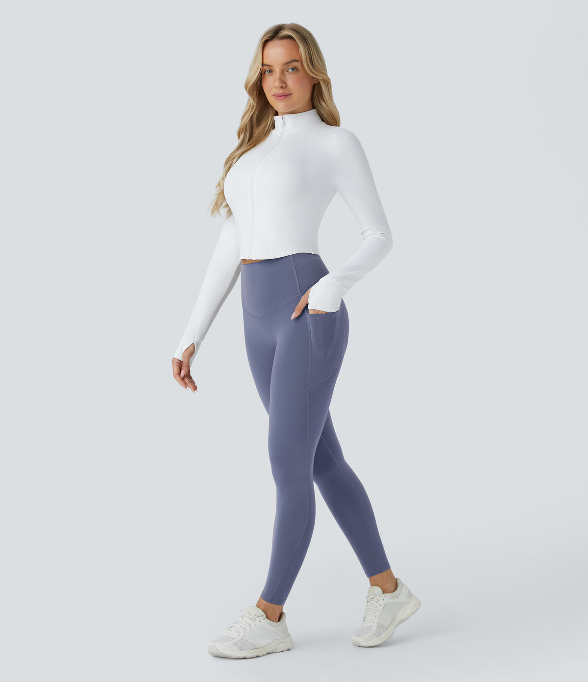 Halara UltraSculpt™ High Waisted Butt Lifting Tummy Control Pocket Shaping Workout Leggings - Silent Blue