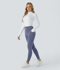Halara UltraSculpt™ High Waisted Butt Lifting Tummy Control Pocket Shaping Workout Leggings - Silent Blue