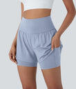 SoftlyZero™ Airy Super High Waisted 2-in-1 Cool Touch Yoga Shorts 5'' with Pockets - Skyway