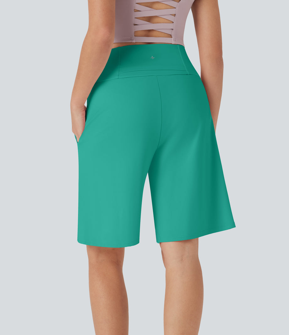SoftlyZero™ Airy High Waisted Pockets Cool Touch Yoga Bermuda Shorts - Waterfall