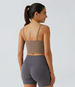 Basic Padded Workout Cropped Low Support Tank Top A-D Cups - Woodsmoke