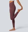 SoftlyZero™ Crossover Pocket Plain Leggings-UPF50+ - Red Mahogany