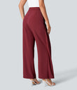 Halara Flex™ High Waisted Tie Side Wide Leg Work Pants - Plum Bossom Red