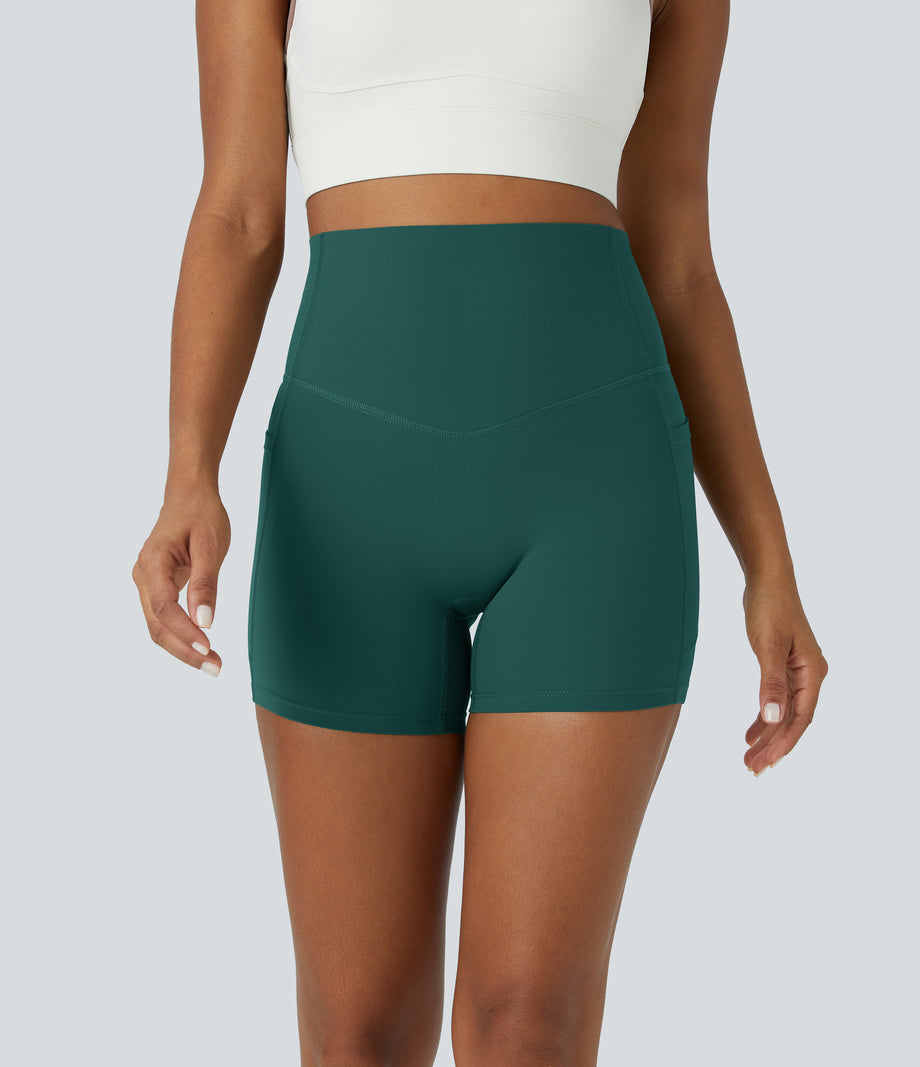 Halara UltraSculpt™ High Waisted Tummy Control Side Pocket Shaping Training Biker Shorts 5'' - June Bug