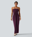 Halter Tie Back Maxi Dress with Pockets - Fig