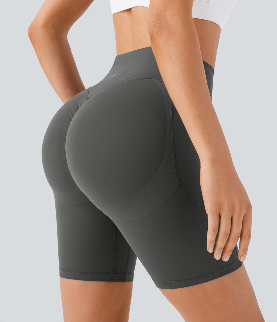 Halara UltraSculpt™ High Waisted Scrunch Butt Lifting Tummy Control Side Pocket Shaping Workout Biker Shorts 7'' - Volcanic Ash