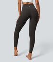 SoftlyZero™ Crossover Pocket Plain Leggings-UPF50+ - Hazelnut Black