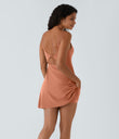 SoftlyZero™ Plush Double Straps 2-Piece Pocket Slip Dance Active Dress A-D Cups - Sun Baked