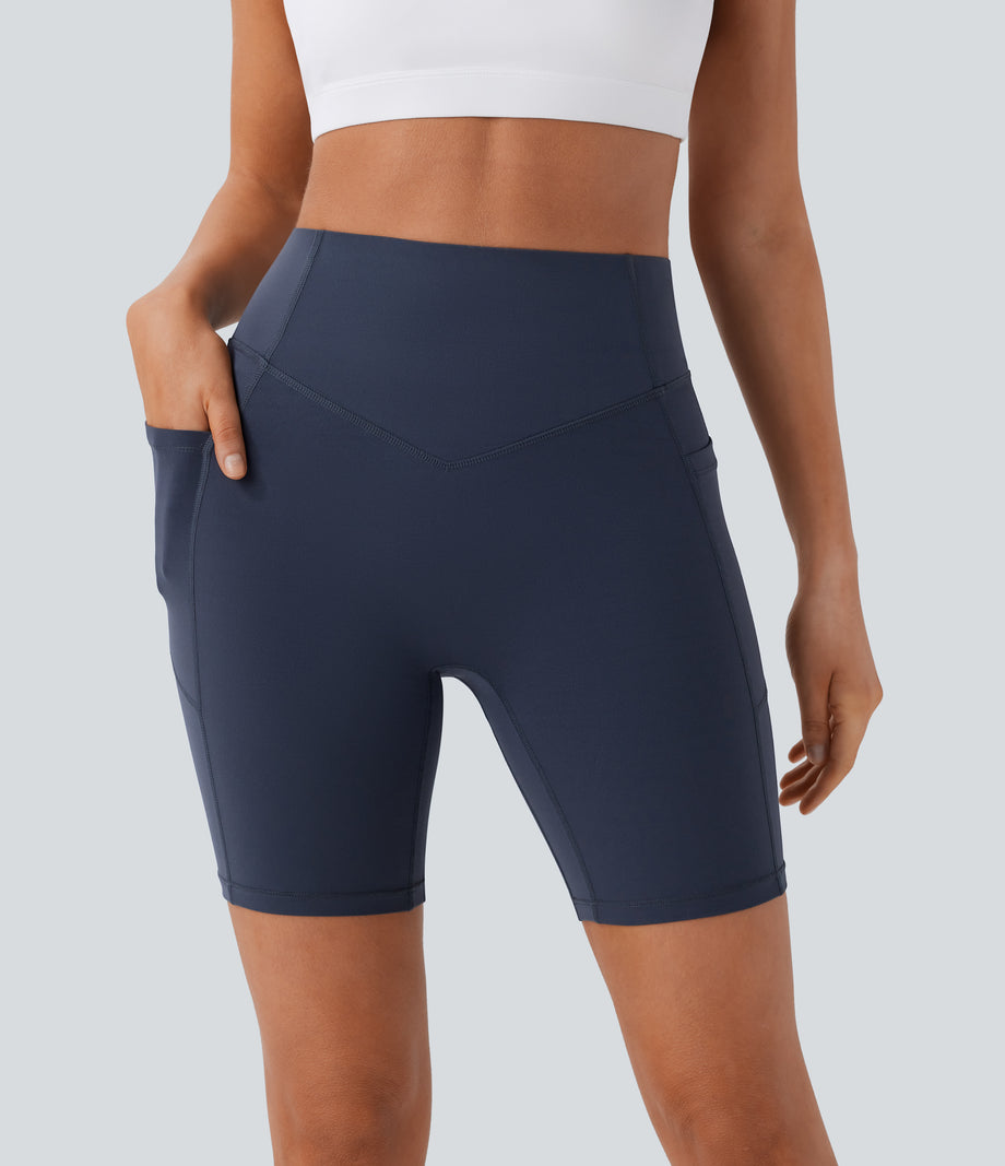 Halara UltraSculpt™ High Waisted Scrunch Butt Lifting Tummy Control Side Pocket Shaping Workout Biker Shorts 7'' - Mood Indigo