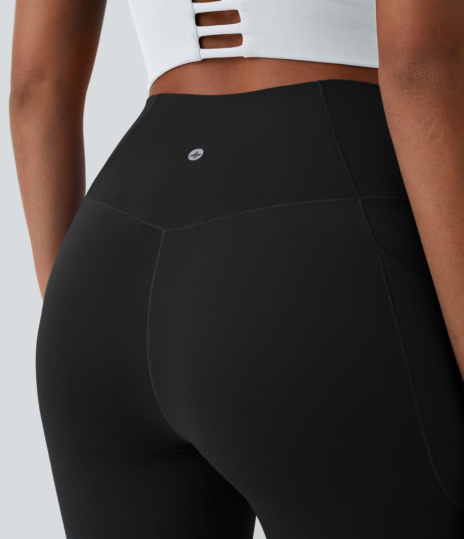 SoftlyZero™ Crossover Pocket Plain Leggings-UPF50+ - Black