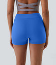 SoftlyZero™ Airy High Waisted Pocket Plain Cool Touch Yoga Shorts 3.5"-UPF50+ - Elegant Blue