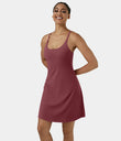 SoftlyZero™ Airy Cut Out 2-in-1 Pocket Cool Touch Longer Active Dress-UPF50+ - Cordovan