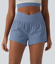 SoftlyZero™ Airy Crossover High Waisted 2-in-1 Cool Touch Yoga Shorts 3'' with Pockets - Infinity