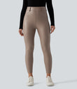 High Waisted Stretchy PU Fleece Casual Leggings with Pockets - Sinopia Fresco