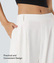 Mid Rise Pocket Barrel Leg Baggy Work Pants - White