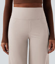 DayStretch High Waisted Tummy Control Wide Leg Baggy Yoga Pants with Pockets - Oat Milk