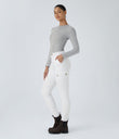 DayStretch High Waisted Zipper Pockets Solid Skinny Cargo Pants - White