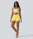 SoftlyZero™ Airy Crossover High Waisted 2-in-1 Cool Touch Yoga Shorts 3'' with Pockets - Goldfinch