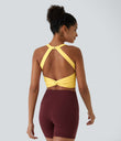 SoftlyZero™ Plush Cut Out Cropped Yoga Tank Top - Crisp Yellow