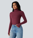 Halara HeatCore Turtleneck Long Sleeve Thumb Hole Casual Warming Top - Cordovan