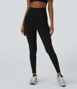 OneForm Seamless Flow High Waisted Ruched 7/8 Yoga Leggings - Black