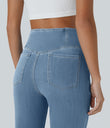 Halara Flex™ High Waisted Crossover Pocket Washed Casual Jeans - Washed Denim Sunny Blue
