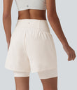 SoftlyZero™ Airy Super High Waisted 2-in-1 Cool Touch Yoga Shorts 7'' with Pockets - Egret