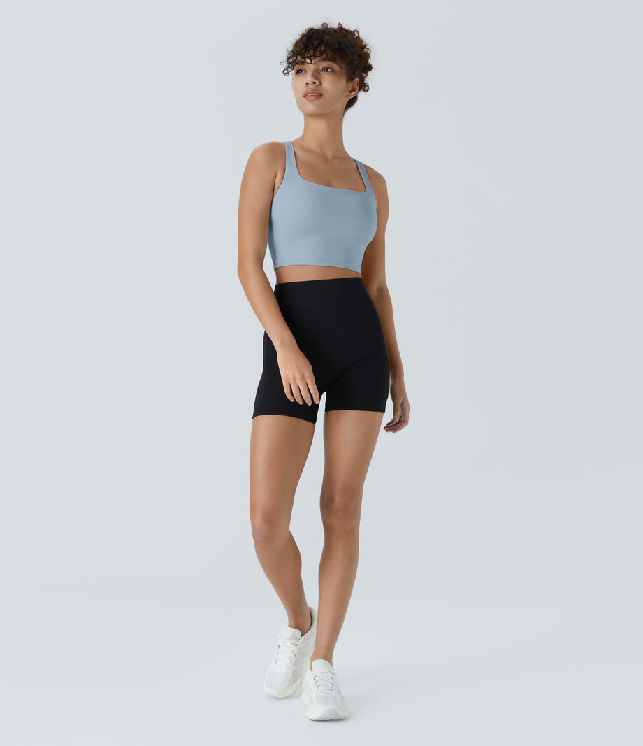 SoftlyZero™ Airy Square Neck Backless Crisscross Cropped Cool Touch Yoga Tank Top-UPF50+ - Baby Blue