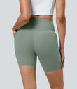 Halara UltraSculpt™ High Waisted Tummy Control Pocket Shaping Training Biker Shorts 7'' - Iceberg Green