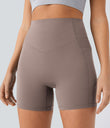 Halara UltraSculpt™ High Waisted Scrunch Butt Lifting Tummy Control Pocket Shaping Workout Biker Shorts 5'' - Dawn Brown