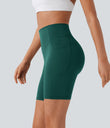 Halara UltraSculpt™ High Waisted Scrunch Butt Lifting Tummy Control Side Pocket Shaping Workout Biker Shorts 7'' - Forest Biome