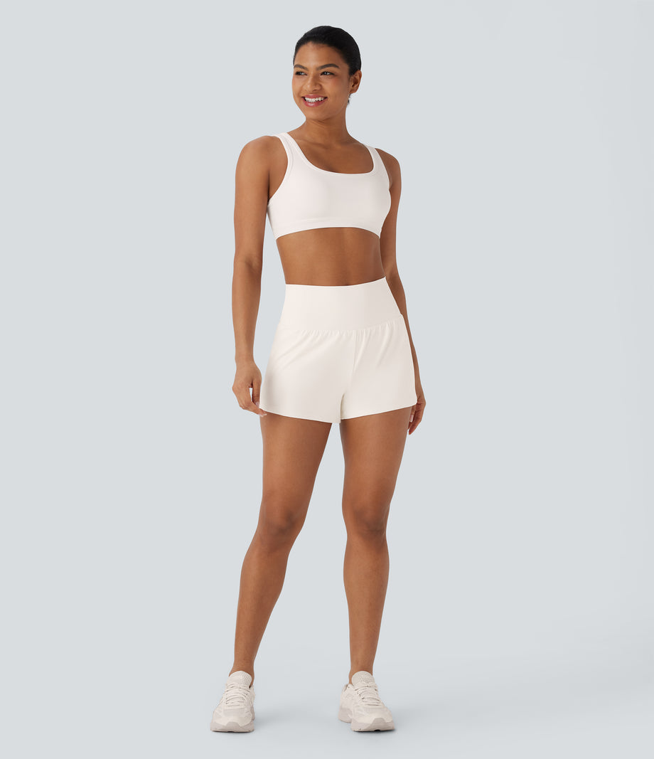 SoftlyZero™ Airy Super High Waisted 2-in-1 Cool Touch Yoga Shorts with Pockets - Egret