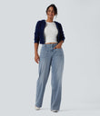 Halara Flex™ Mid Rise Straight Leg Casual Jeans with Pockets - Vallarta Blue Denim