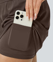 SoftlyZero™ Airy Super High Waisted 2-in-1  Cool Touch Yoga Shorts 5'' with Pockets-Longer Length - Chocolate Martini