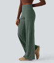 DayStretch High Waisted Tummy Control Wide Leg Baggy Yoga Pants with Pockets - Deep Aquamarine