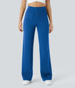 DayStretch High Waisted Pockets Straight Leg Casual Pants - Victoria Blue