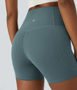 Halara UltraSculpt™ High Waisted Tummy Control Side Pocket Shaping Training Biker Shorts 5'' - North Atlantic