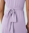 Breezeful™ V Neck Short Sleeve Pocket Tie Back Quick Dry Midi Casual Dress-Longer Length - Leisurely Lavender