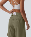 SoftlyZero™ Airy Super High Waisted 2-in-1 Cool Touch Yoga Shorts 9" with Pockets - Withered Green
