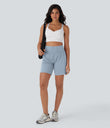 SoftlyZero™ Airy Super High Waisted 2-in-1 Cool Touch Yoga Shorts 7" with Pockets - Baby Blue
