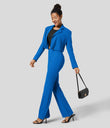 Halara Flex™ High Waisted Back Side Pocket Slight Flare Work Pants - Princess Blue