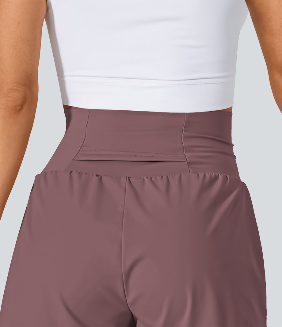 SoftlyZero™ Airy Super High Waisted 2-in-1 Cool Touch Yoga Shorts with Pockets - Deep Tea Brown
