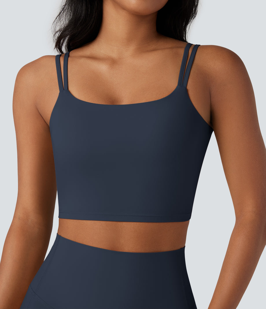 Halara UltraSculpt™ Double Straps Twisted Backless Cropped Yoga Tank Top - Carbon