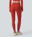 SoftlyZero™ High Waisted Crossover Contrast Lace Pocket Yoga Leggings-UPF50+ - Valiant Poppy