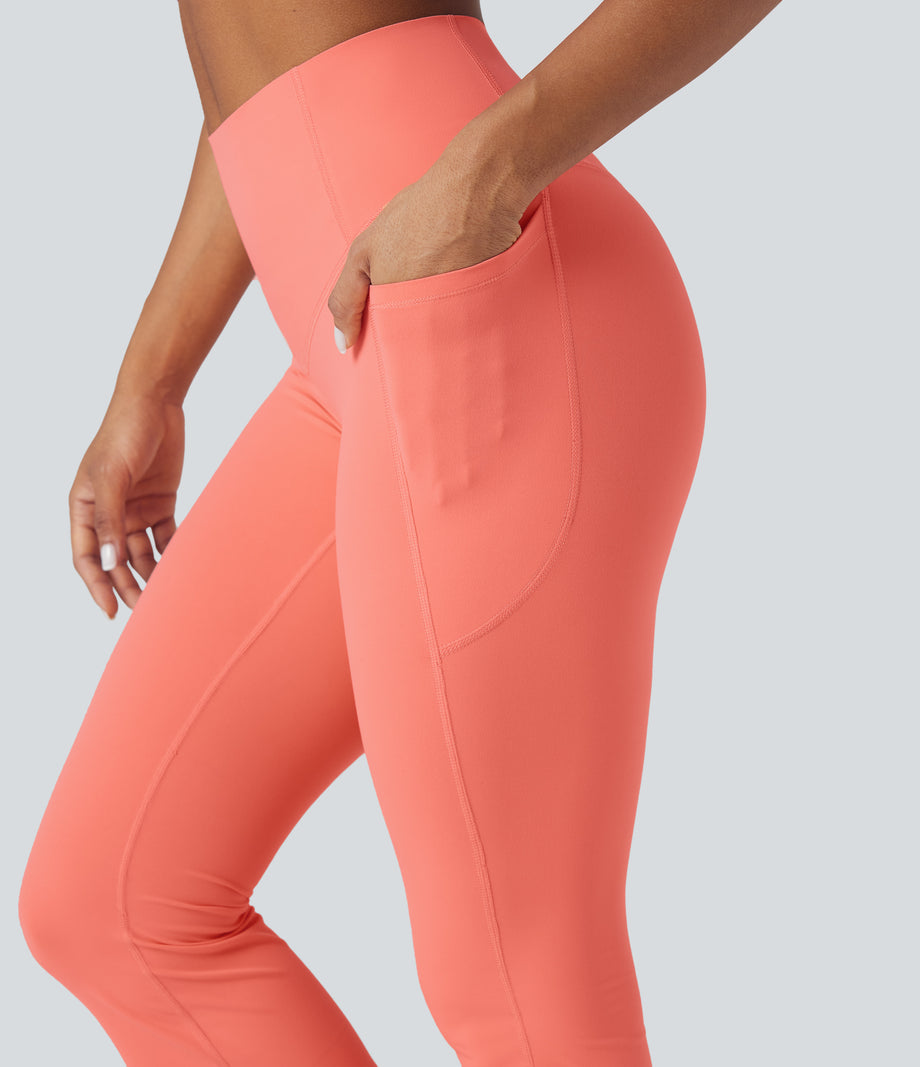Halara UltraSculpt™ High Waisted Tummy Control Pocket Shaping Yoga Bootcut Leggings - Fusion Coral
