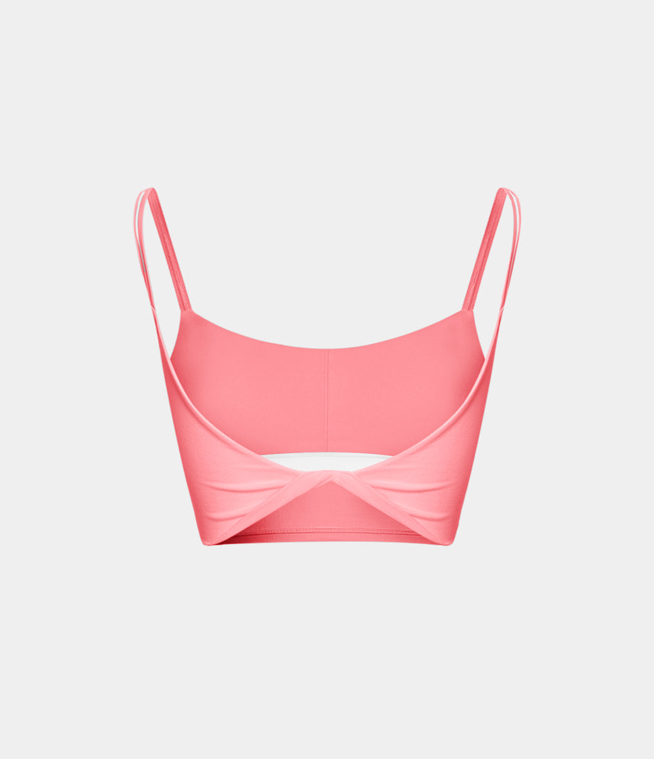 Double Straps Cropped Yoga Tank Top - Dreamy Peach Pink