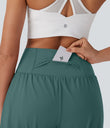 SoftlyZero™ Airy Super High Waisted 2-in-1 Cool Touch Yoga Shorts 7" with Pockets - Blue Spruce