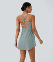 SoftlyZero™ Plush Cut Out Pocket 2-Piece Mini Yoga Active Dress - Ether